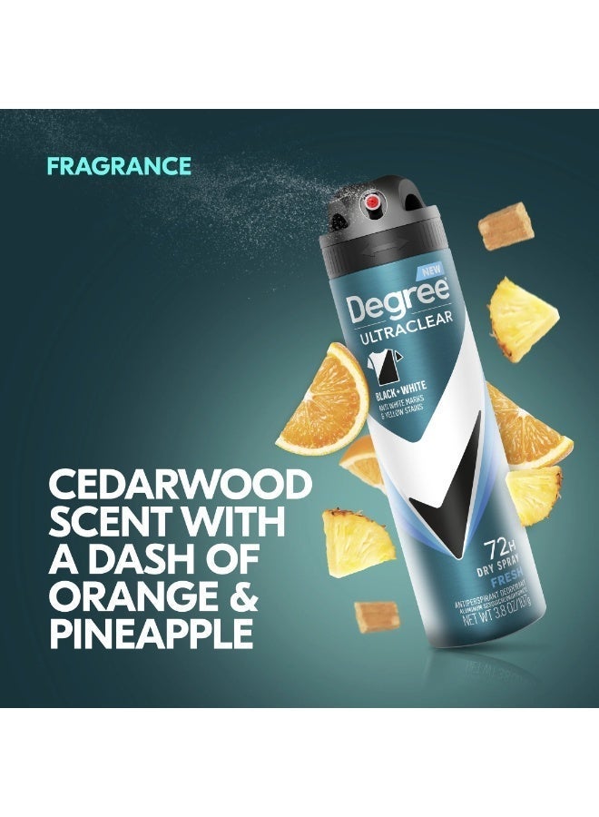 Degree Men Ultra Clear Black & White Antiperspirant Deodorant Dry Spray – Fresh 72 Hour (107 g) - Image 4
